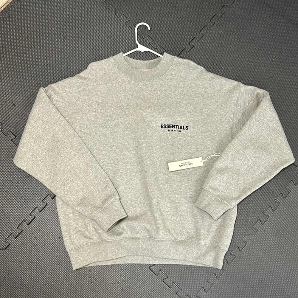 Fear God essentials, Heather oatmeal pull over heavyweight crewneck oversize